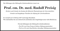 Februar 2017: Rudolf Preisig verstorben